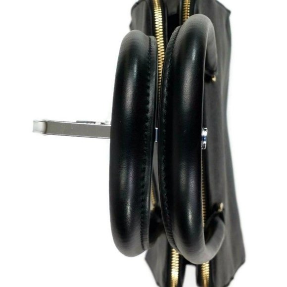 A New Day Black Triple Compartment Faux Pebbled Leather Dome Satchel NWOT - Picture 6 of 11